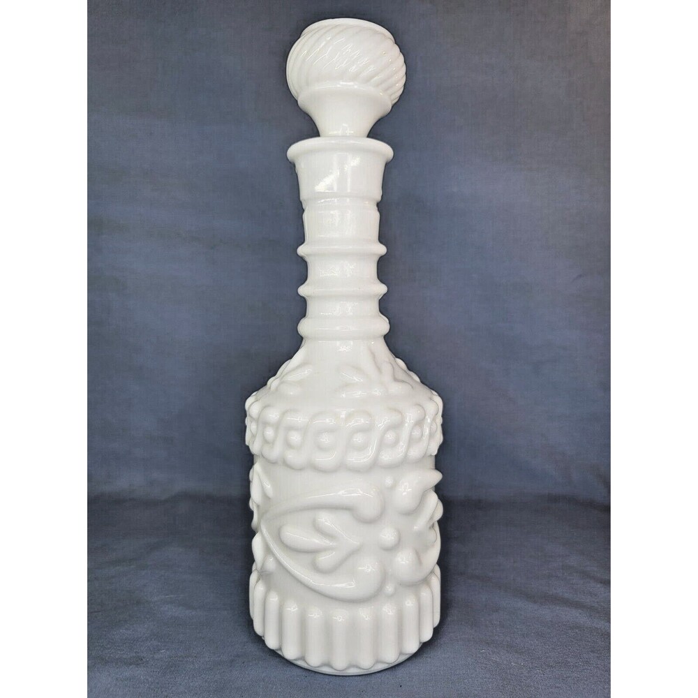 Jim Beam Bottle Milk Glass Decanter Liquor Bourbon Vintage w/Stopper